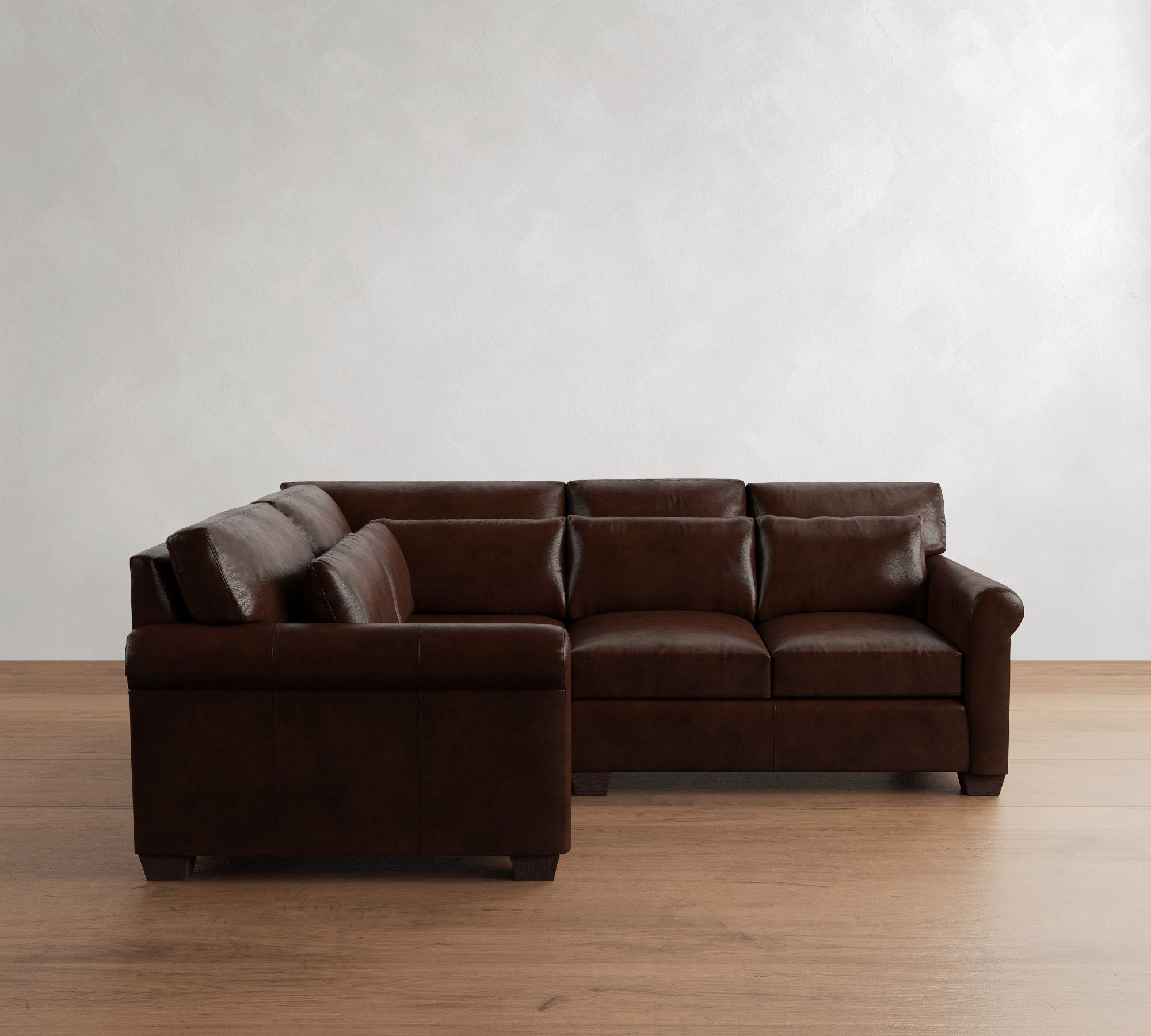 York Roll Arm Deep Seat Leather 3-Piece Sectional (102") - thumbnail 9