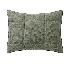 Open Box: European Flax Linen Waffle Comforter Shams, Standard, Set of 2 - Loden