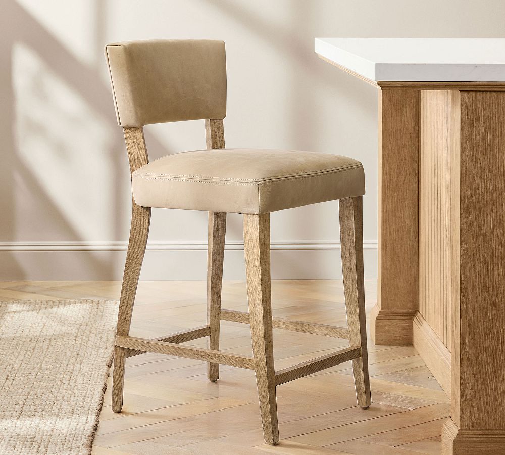 Payson Leather Stool by Pottery Barn