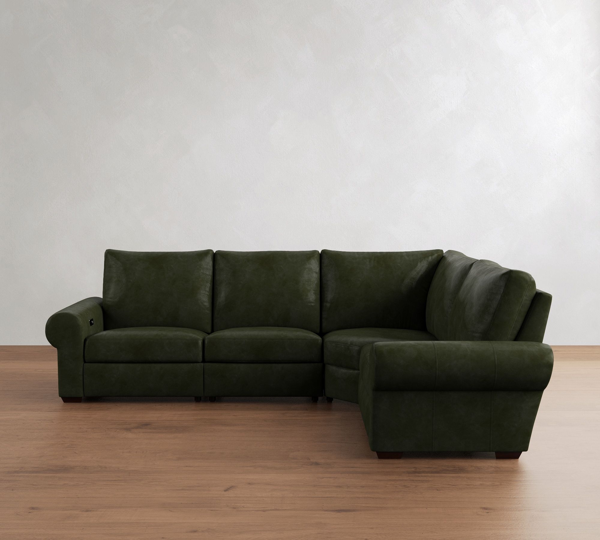 Big Sur Roll Arm Leather Reversible Power Reclining Sectional (122")