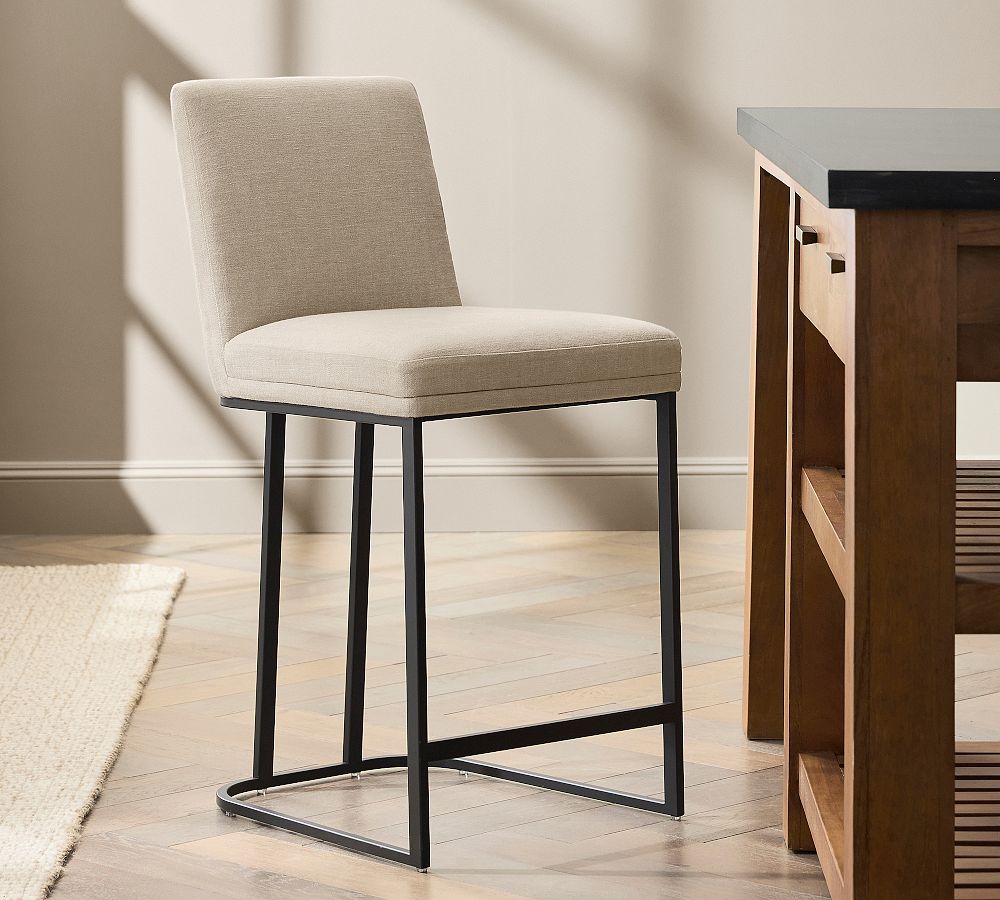 Jake Upholstered Metal Stool by Pottery Barn