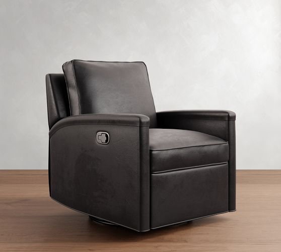 Tyler Square Arm Leather Swivel Recliner by Pottery Barn