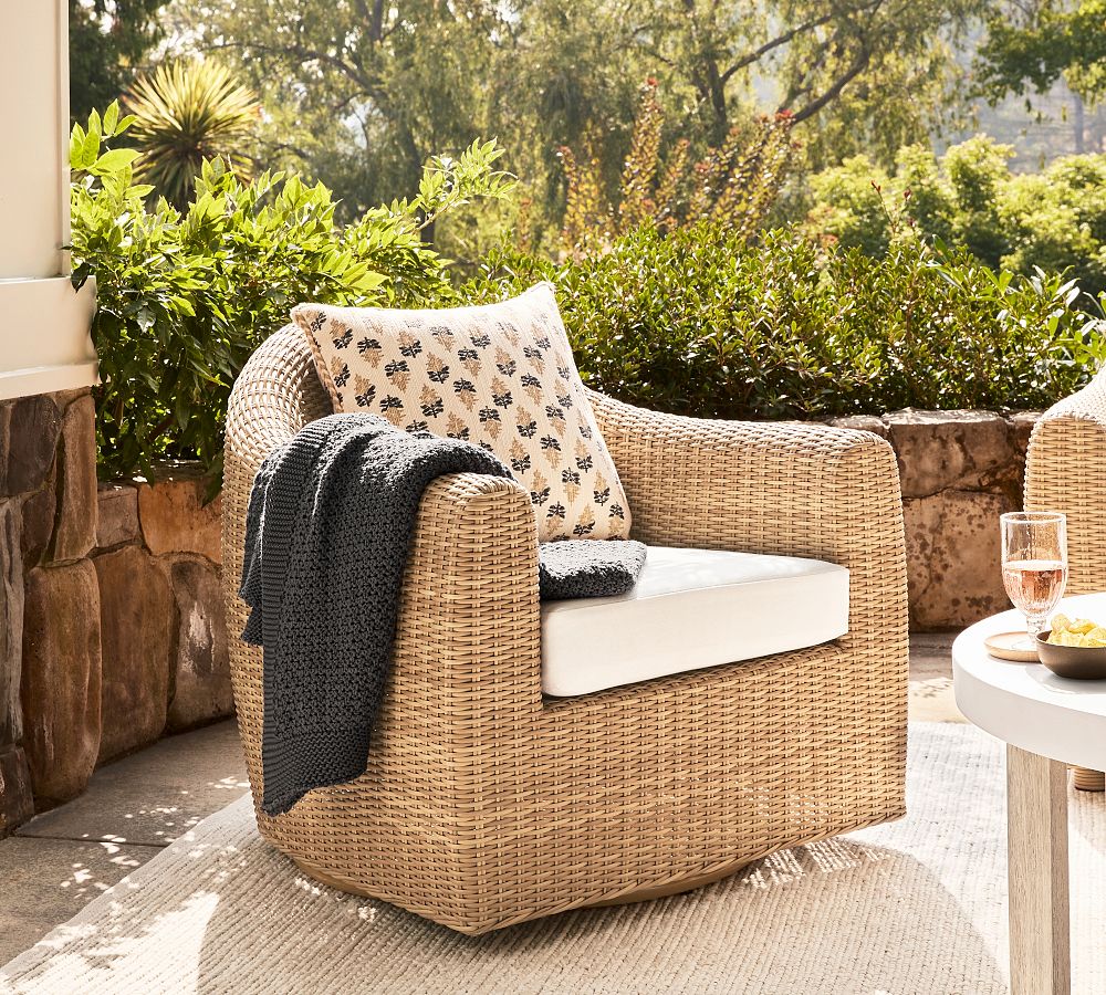 Gideon Wicker Swivel Outdoor Lounge Chair by Pottery Barn