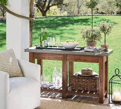 Abbott Concrete &amp; Acacia Rectangular Outdoor Console Table (55")
