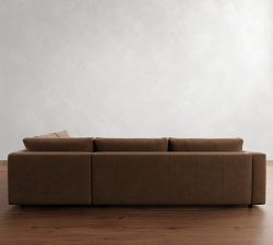 Carmel Wide Arm Leather Return Bumper Sectional (113"&ndash;125")