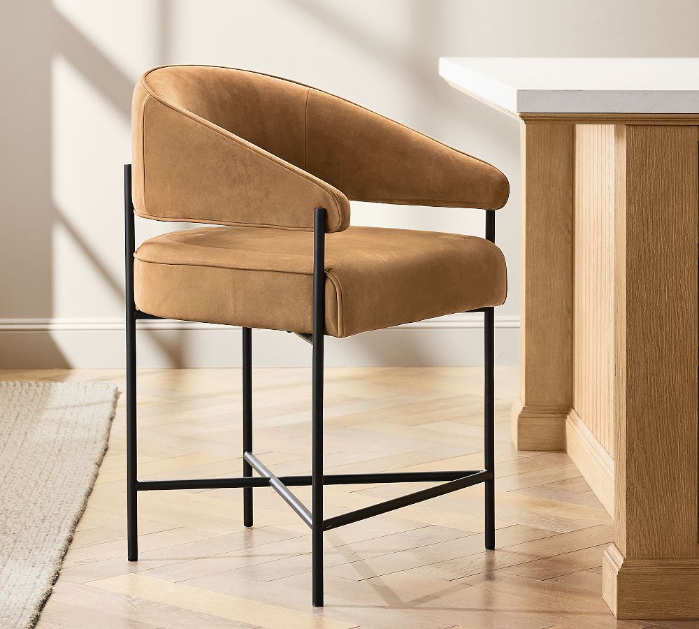 Baldwin Leather Metal Stool by Pottery Barn