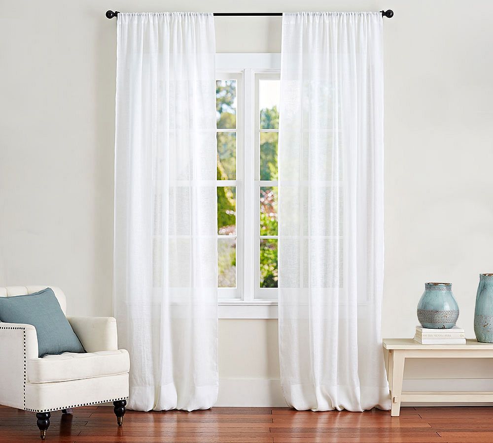 Belgian Flax Linen Sheer Curtain by Pottery Barn