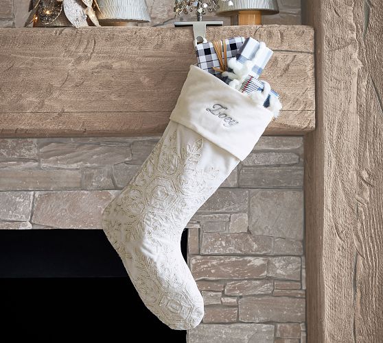 Snowflake Embellished Velvet Stocking