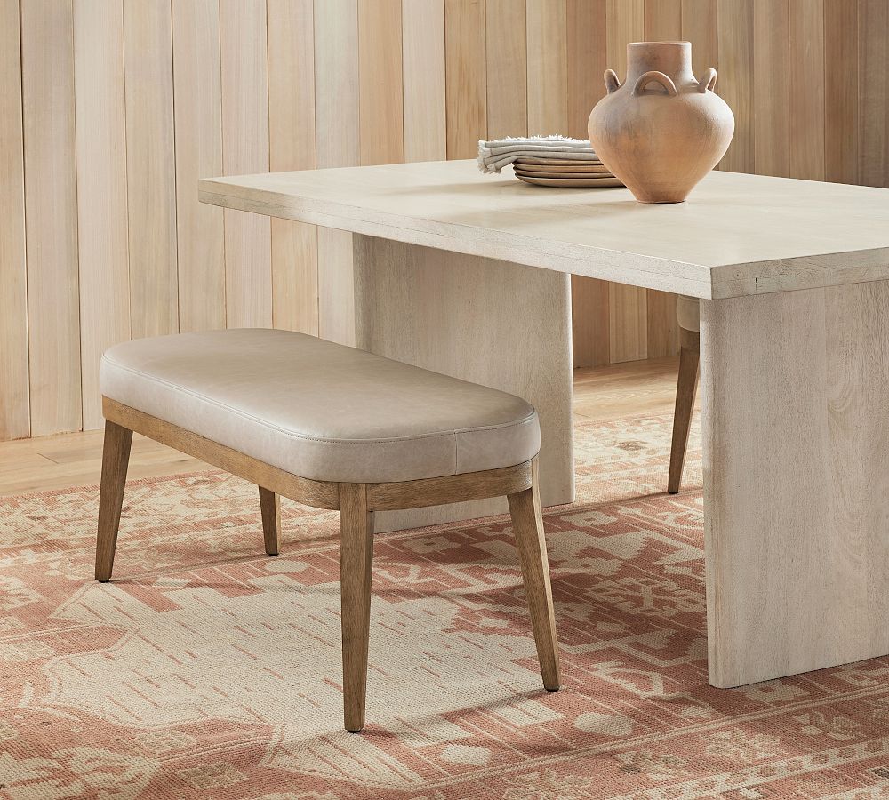Layton Leather Dining Bench by Pottery Barn