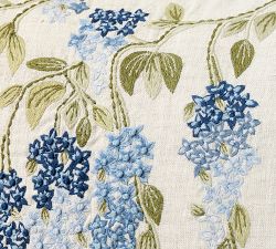 Wisteria Floral Embroidered Pillow Cover