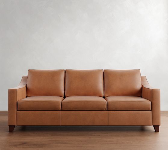 Cameron Slope Arm Leather Sofa (62"-97") by Pottery Barn