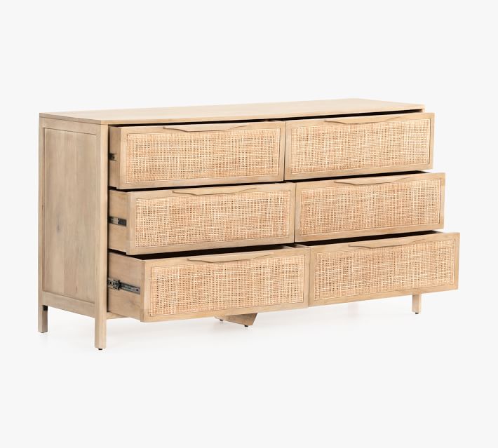 Dolores 6-Drawer Cane Dresser, Black/Natural | Pottery Barn