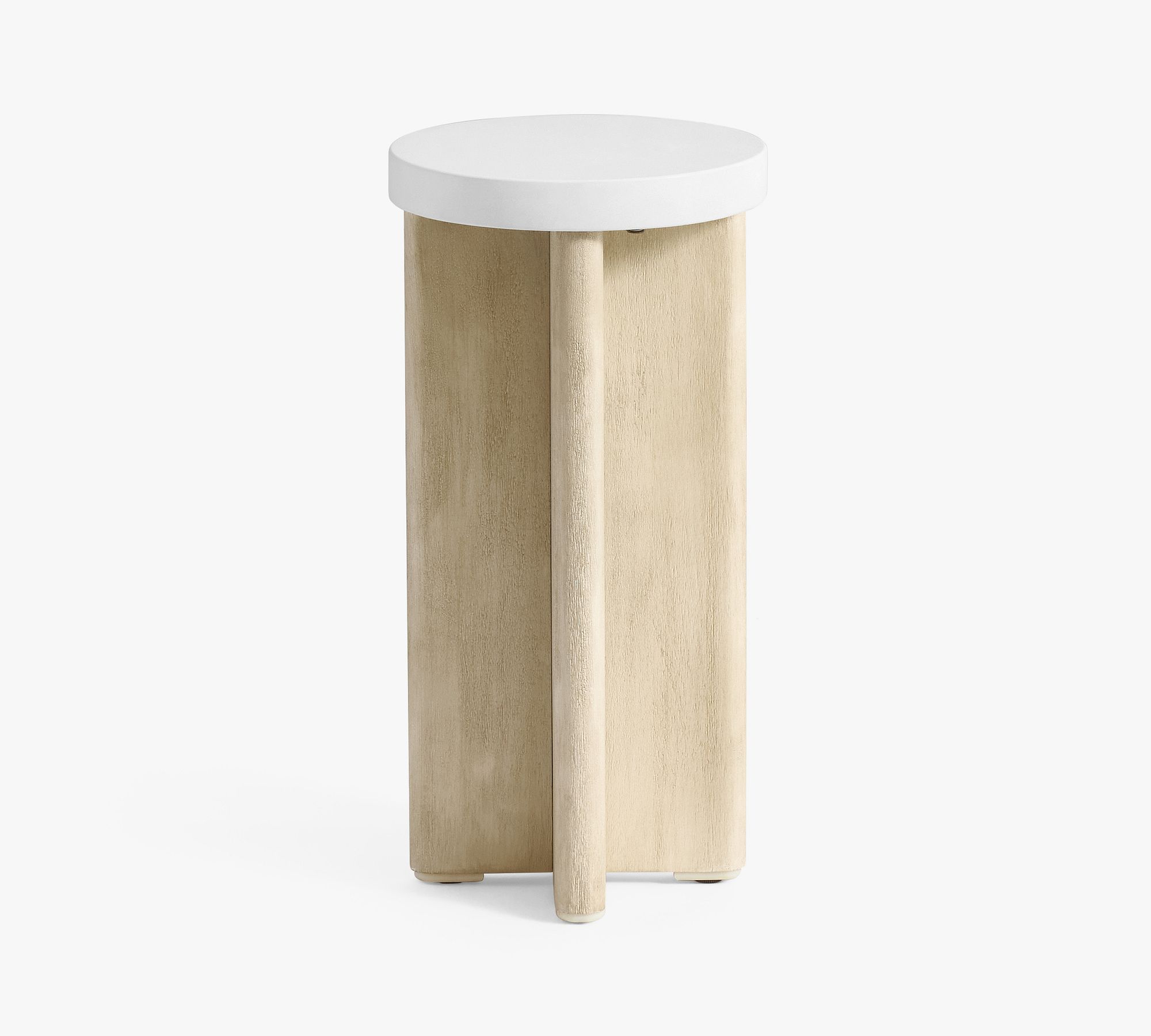 Cayman Concrete &amp; Eucalyptus Round Outdoor Accent Table (11")