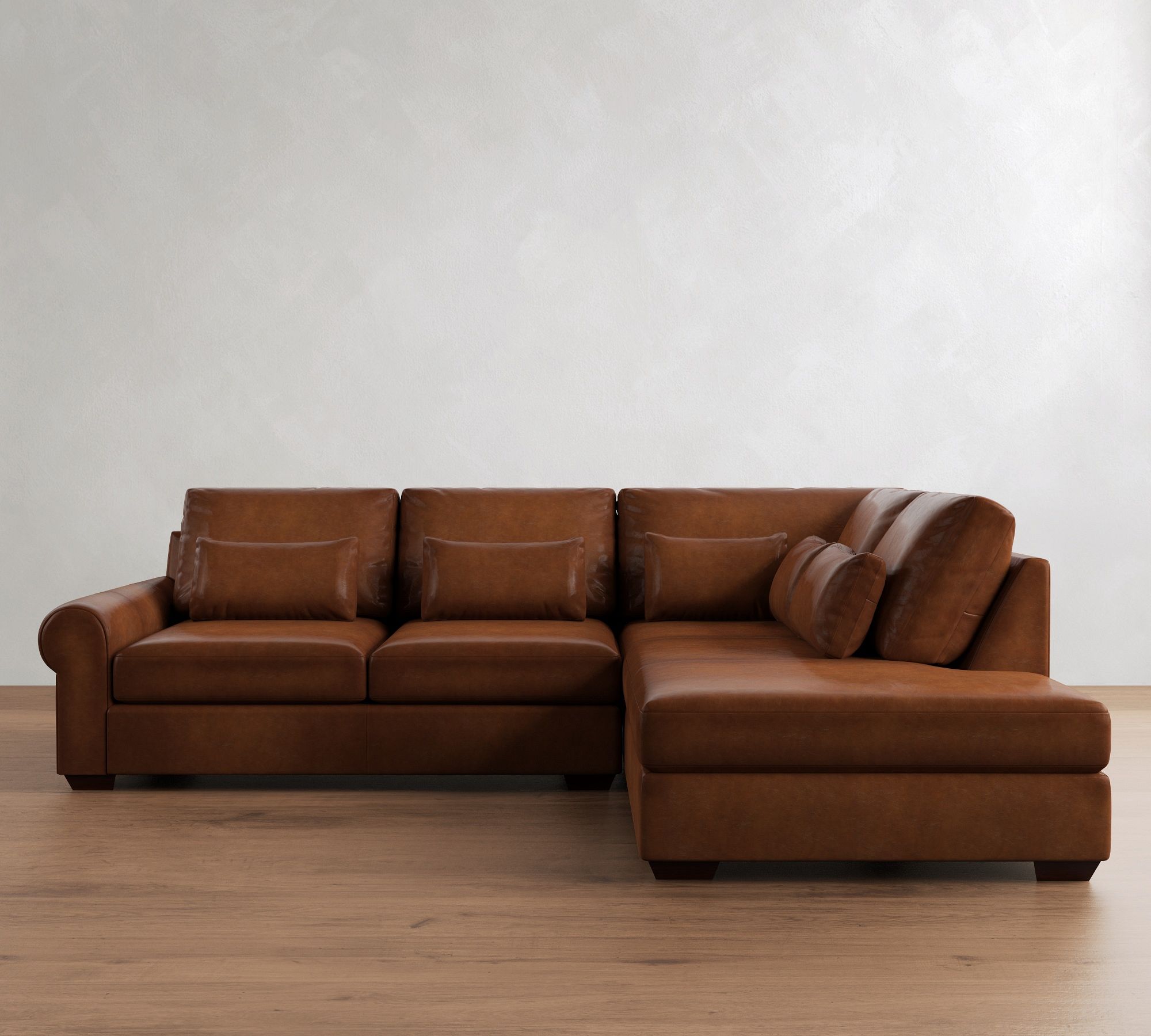 Big Sur Roll Arm Deep Seat Leather Return Bumper Sectional (122"&ndash;154") - thumbnail 10
