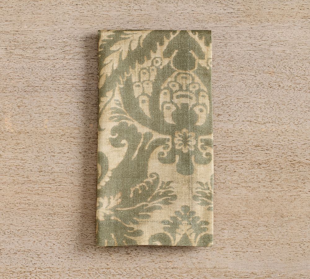 Stella Damask Organic Cotton Napkins - Set of 4 - Set of 4 - Green