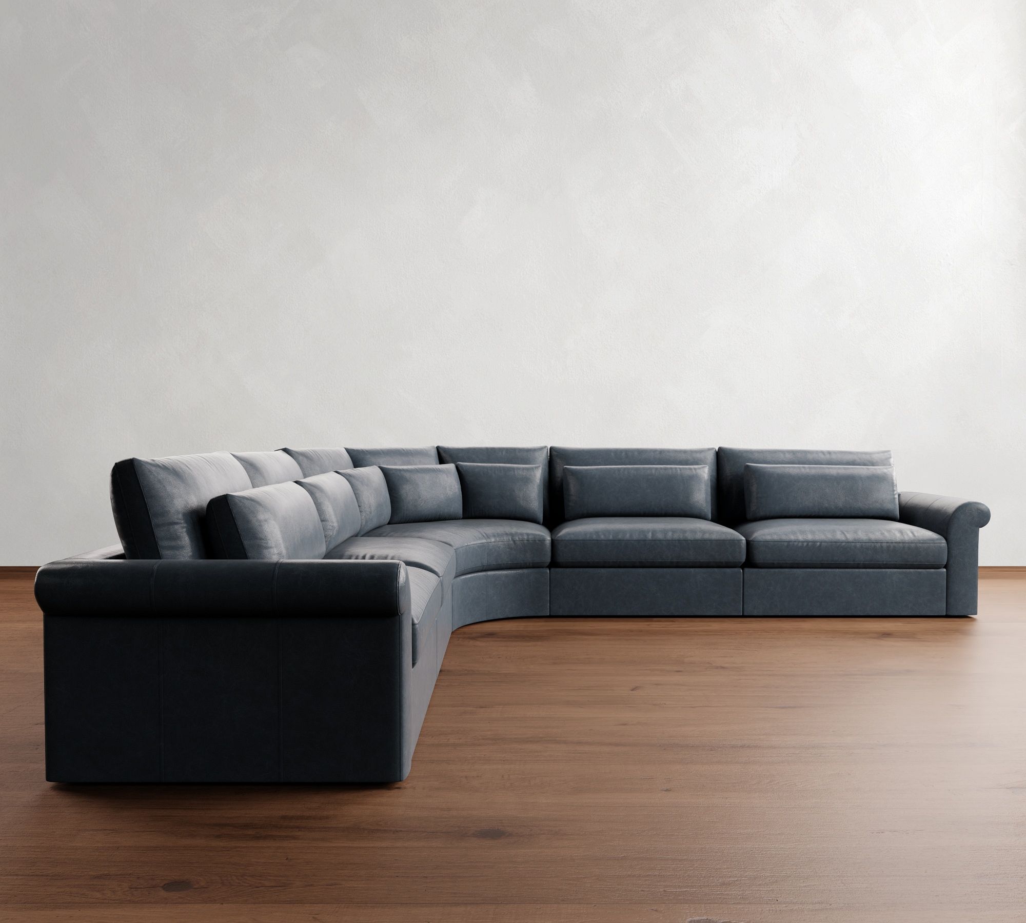 Westwood Roll Arm Deep Seat Leather 5-Piece Curved Wedge Sectional - thumbnail 5