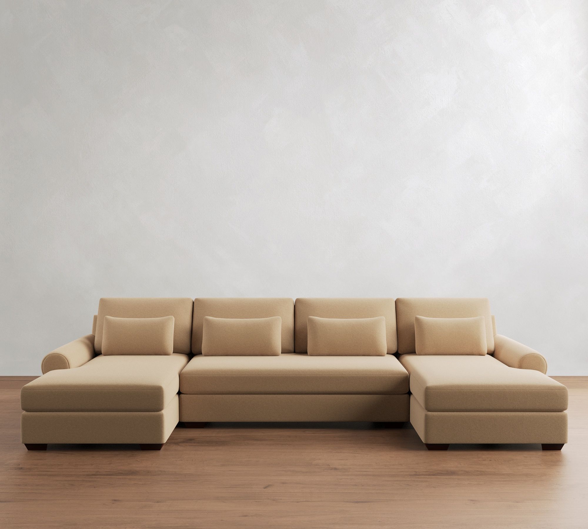 Big Sur Roll Arm Deep Seat Double Chaise Sectional (145"&ndash;200")