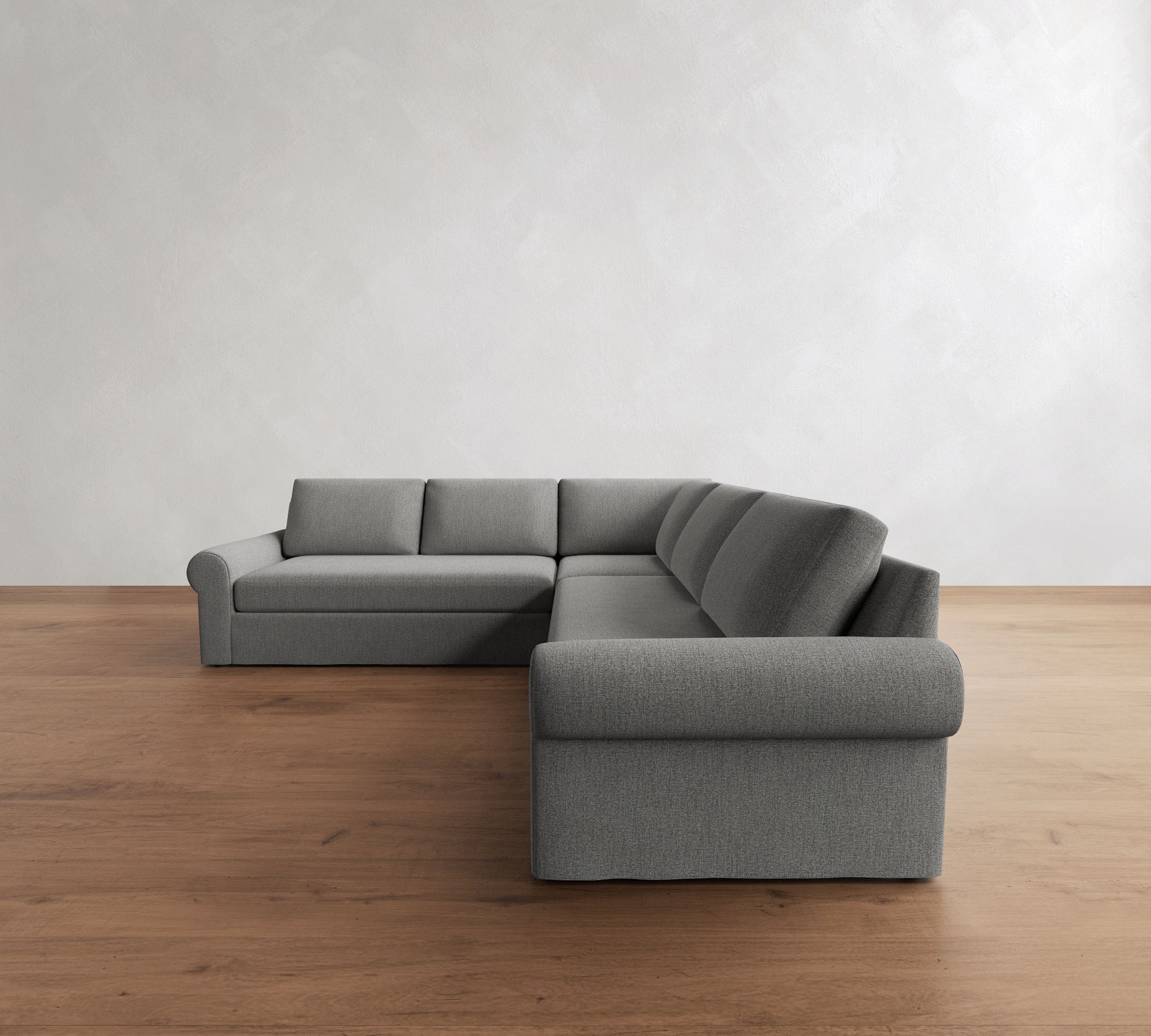 Big Sur Roll Arm Slipcovered 3-Piece L-Shaped Sectional (115")