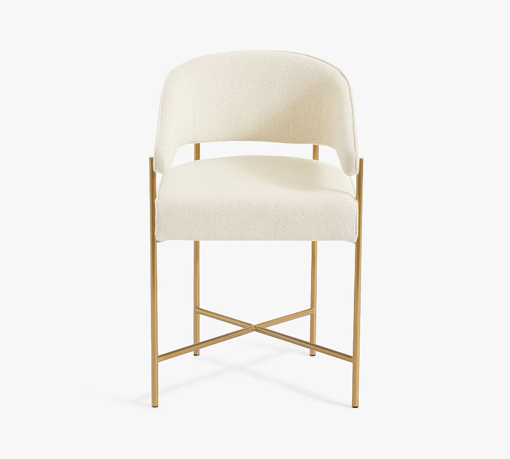 Baldwin Upholstered Metal Stool by Pottery Barn