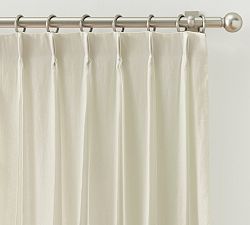 Open Box: Belgian Flax Linen Pinch Pleat Blackout Curtain, 50"W x 96"L - Classic Ivory