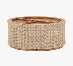 Constantine Wicker &amp; Teak Round Storage Coffee Table