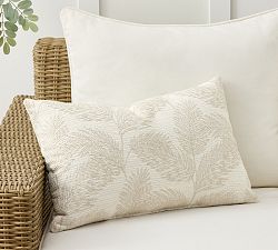Open Box: Sylvie Palm Outdoor Performance Lumbar Pillow, 16" x 24" - Linen