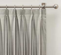 Open Box: Dupioni Silk Pinch Pleat Curtain, 50"W x 96"L - Platinum