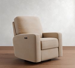 Open Box: PB Comfort Modern Square Arm Power Swivel Glider Recliner - Performance Everydayvelvet™ Camel