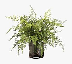 Faux Lace Fern In Glass Vase