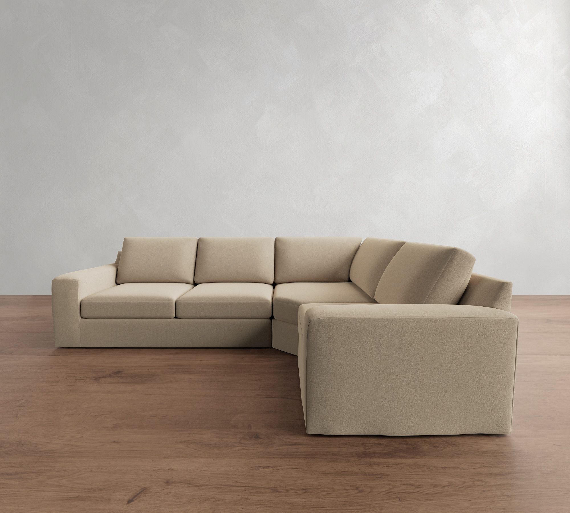 Big Sur Square Arm Slipcovered 3-Piece Wedge Sectional (123")