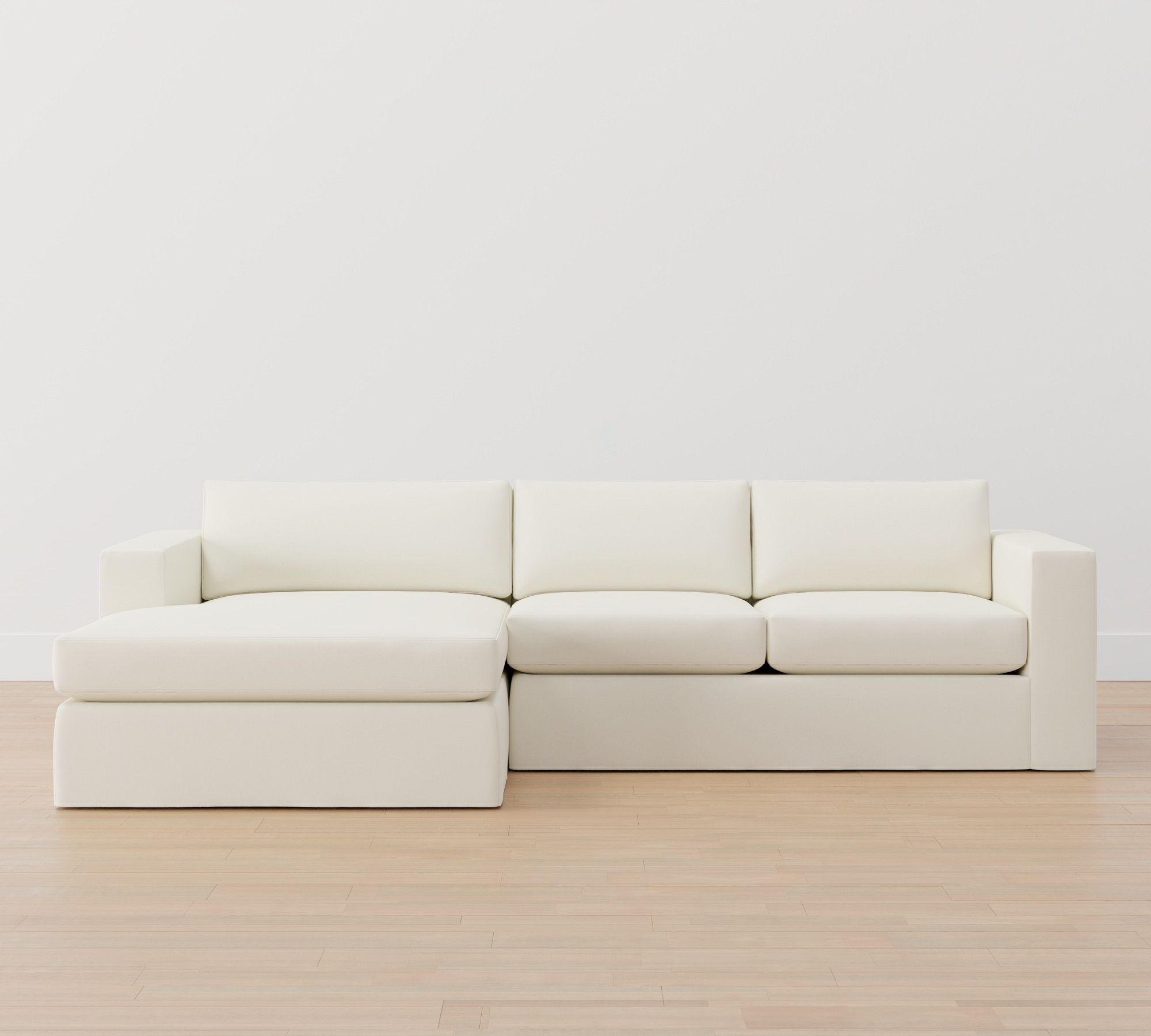 Carmel Wide Arm Slipcovered Chaise Sectional (113"&ndash;135")
