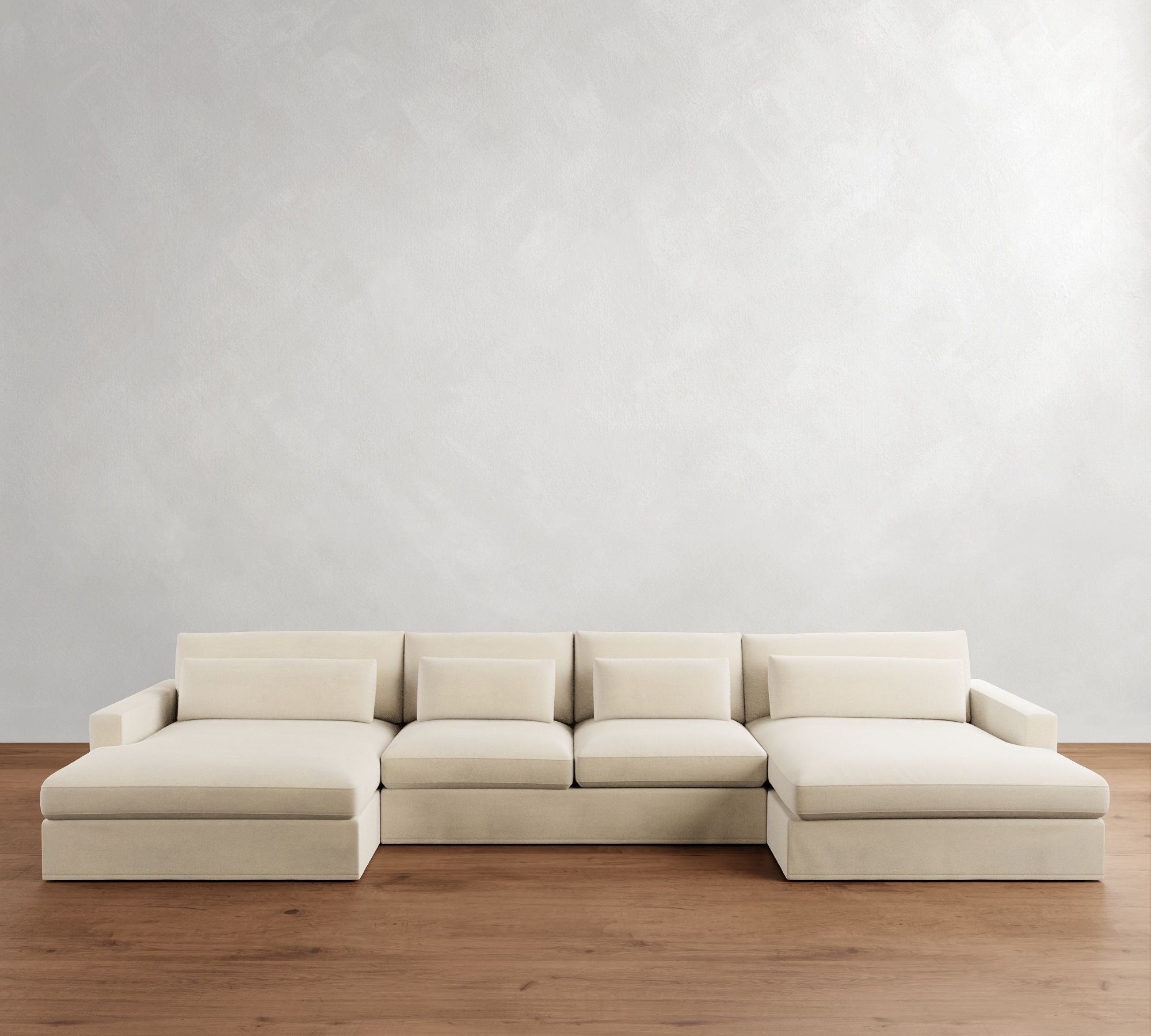 Westwood Square Arm Deep Seat Slipcovered Double Chaise Sectional (185")