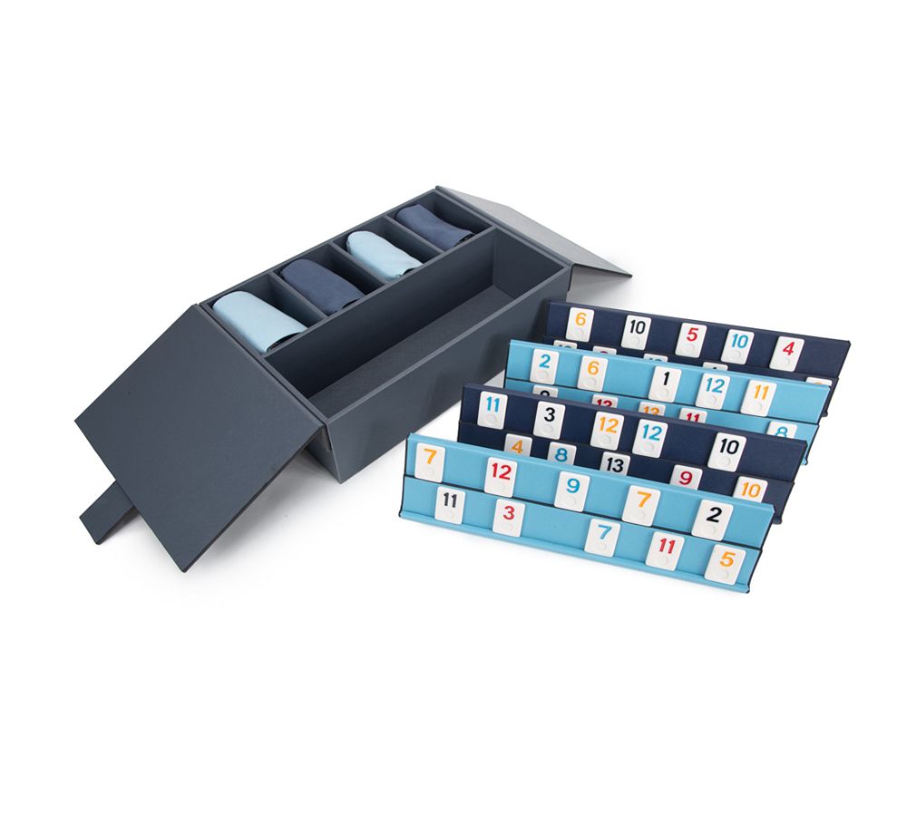 Channing Vegan Leather Rummikub Set - Steel Grey