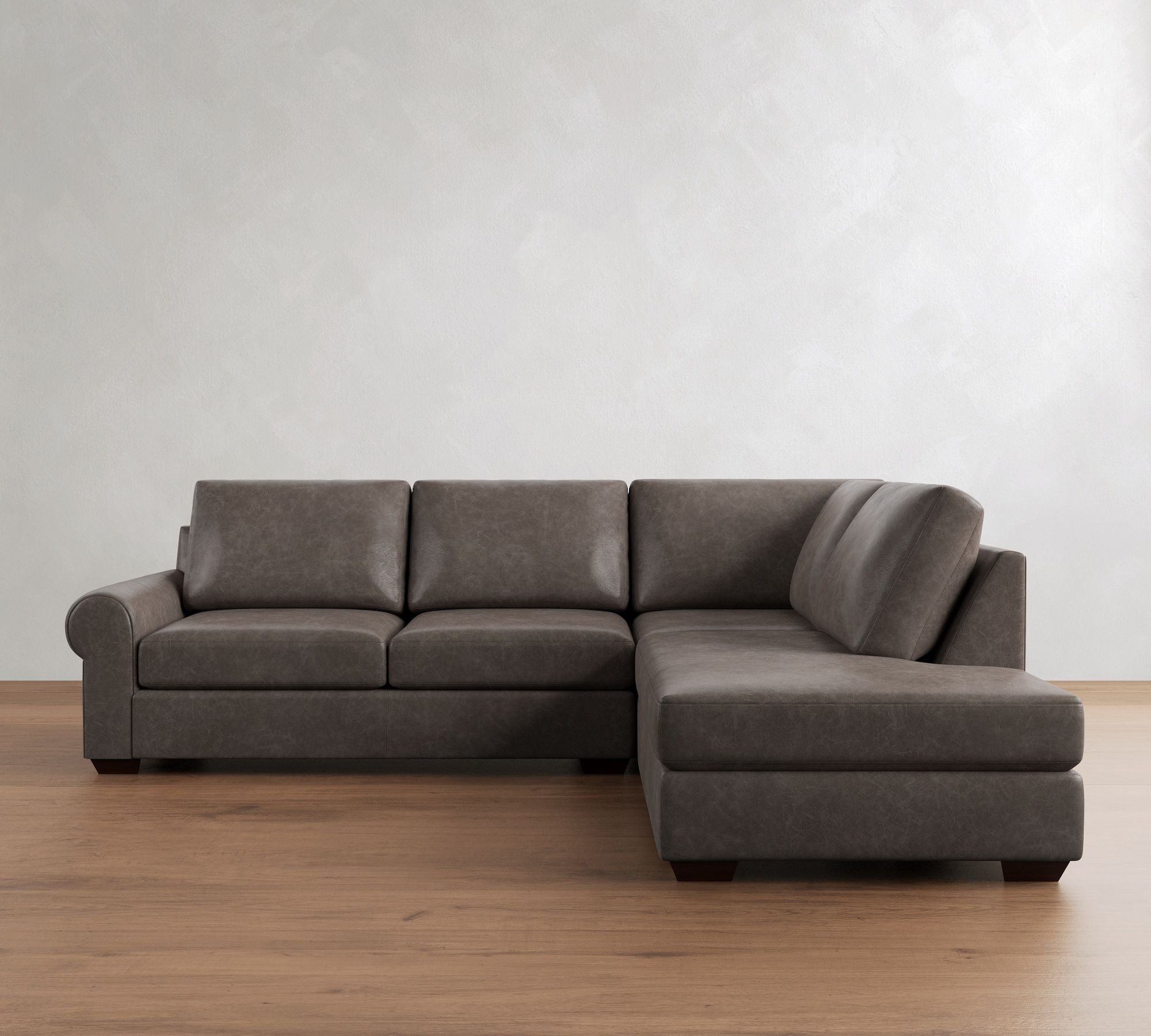 Big Sur Roll Arm Leather Bumper Sectional (115") - thumbnail 4