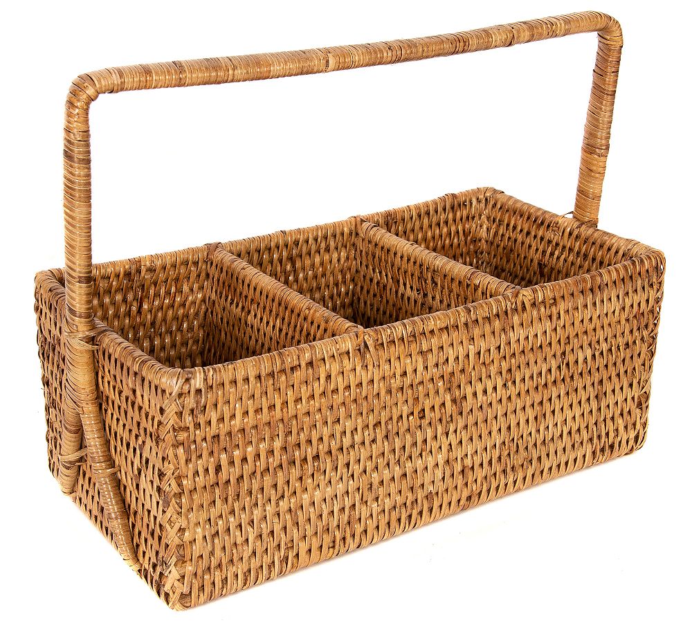 Tava Handwoven Rattan Rectangular Flatware Caddy