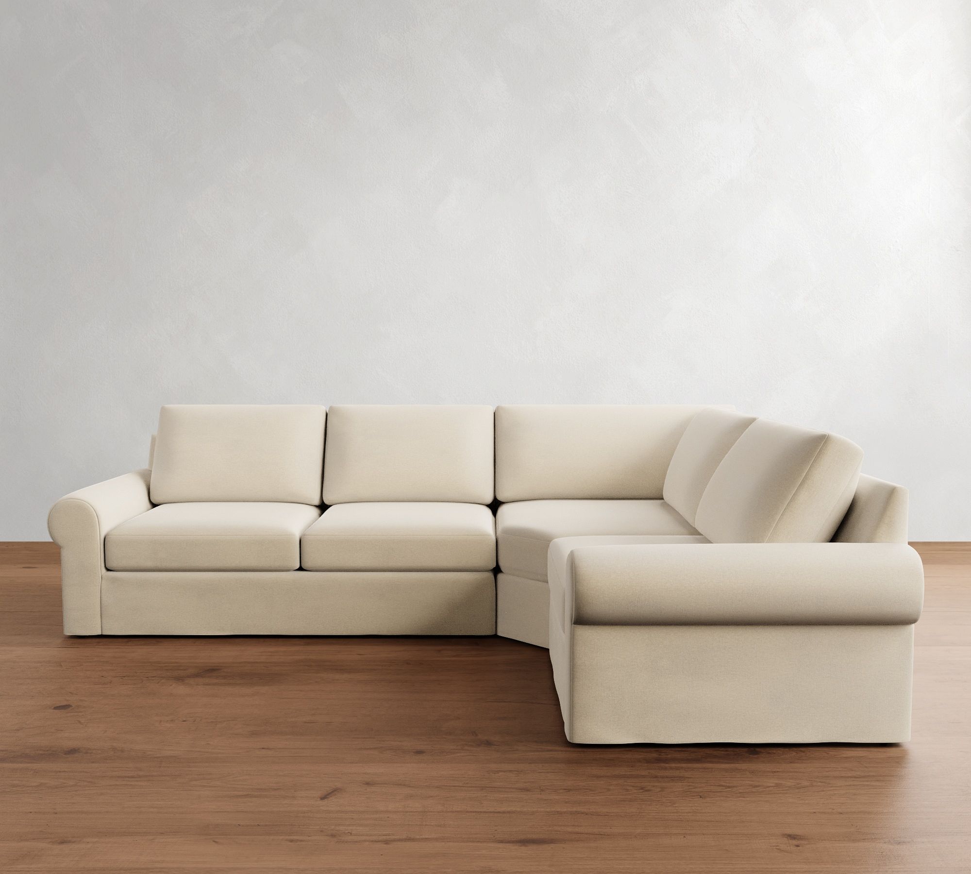 Big Sur Roll Arm Slipcovered Wedge Sectional (123") - thumbnail 6