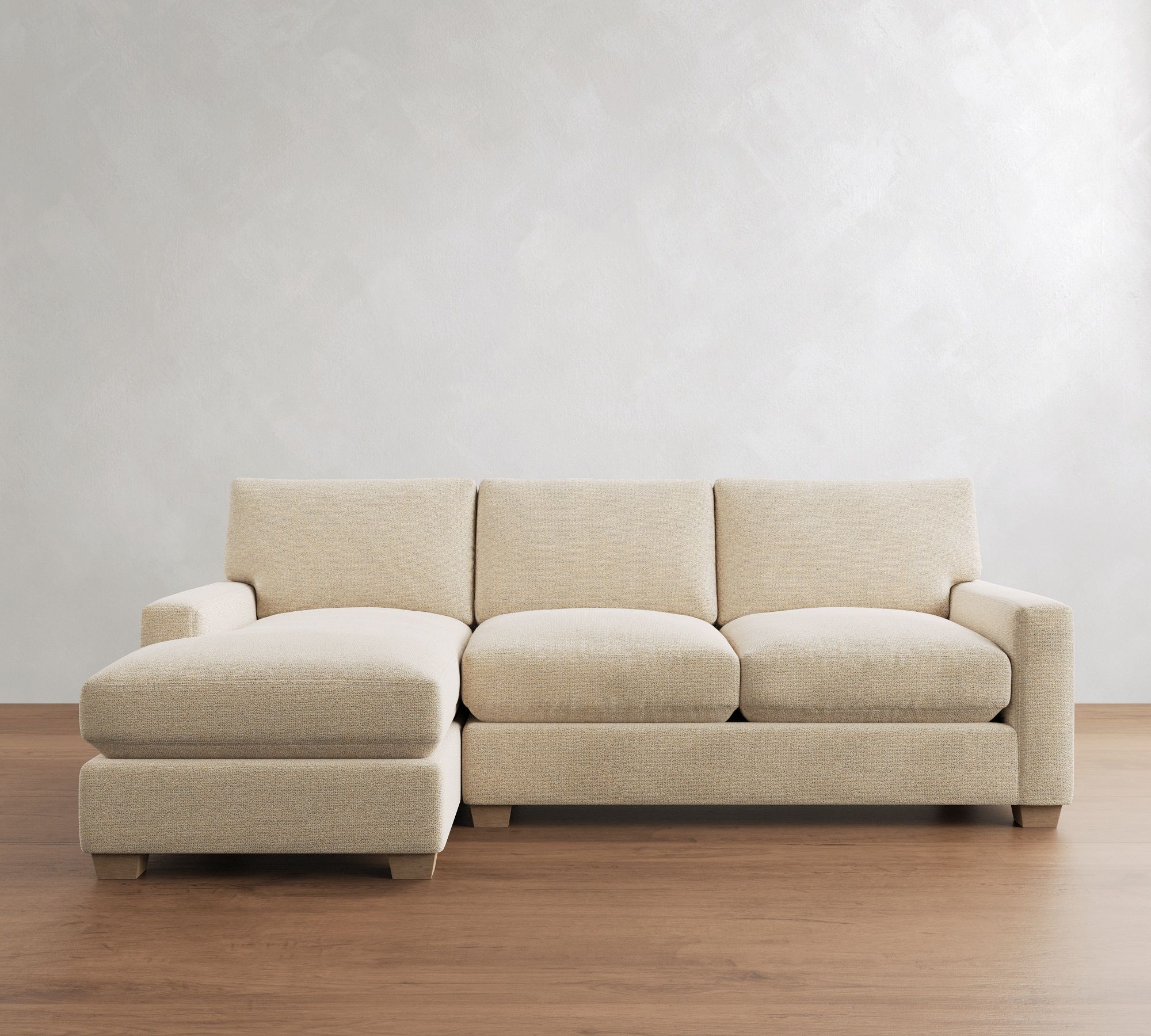 PB Comfort Modern Square Arm Chaise Sectional (100"-126")