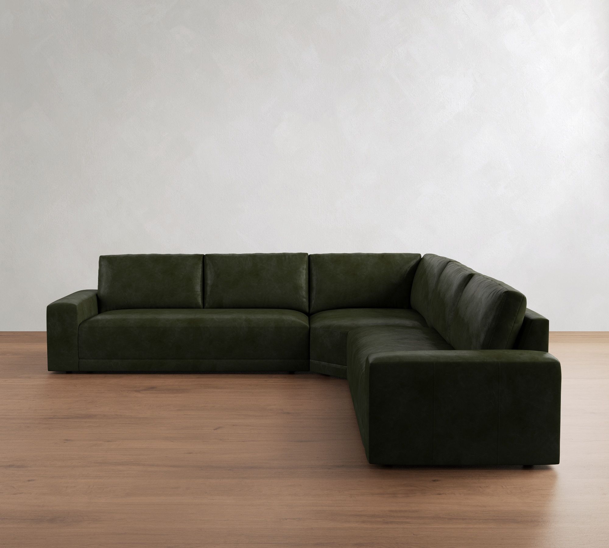 Rutherford Leather 3-Piece L-Shaped Wedge Sectional (137")