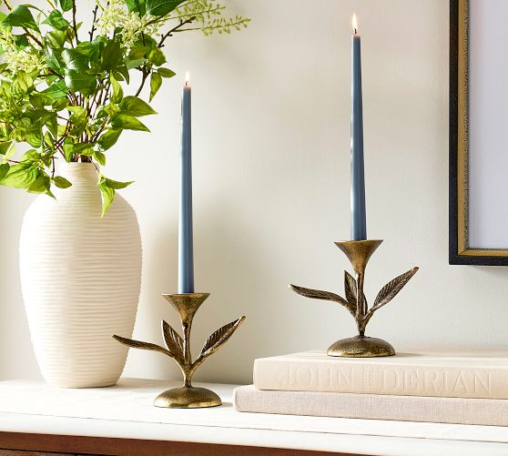 Botanical Forged Iron Candle Holder