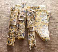 Carolle Kalamkari Block Print Cotton Napkins - Set of 4