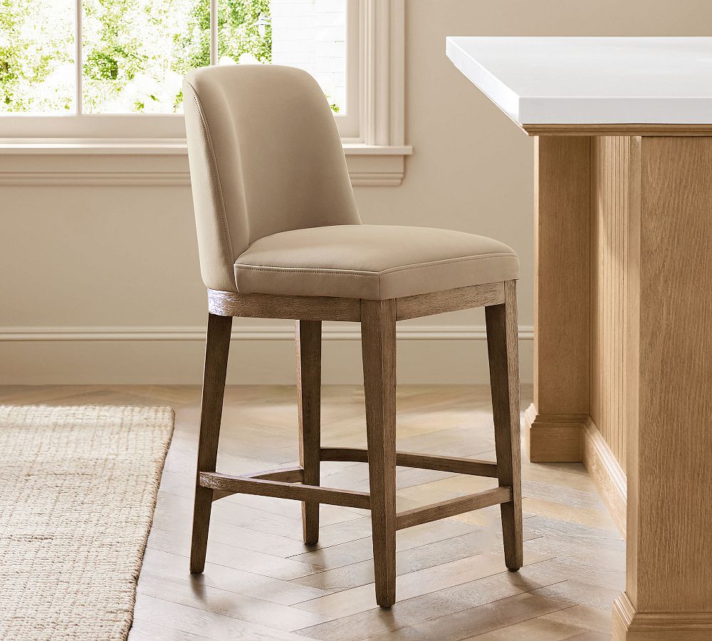 Layton Leather Stool by Pottery Barn