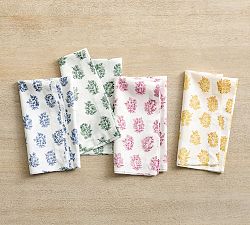 Sophia Floral Block Print Cotton Napkins - Set of 4