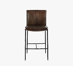 Open Box: Eugina Leather Counter Stool (27") - Antique Brown