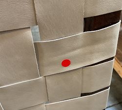 Open Box: Fenton Woven Leather Counter Stool (24") - Statesville Pebble, Coffee Bean