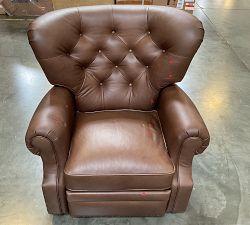 Open Box: Lansing Leather Swivel Recliner - Gravel Chocolate