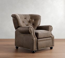 Open Box: Lansing Leather Swivel Recliner - Gravel Chocolate