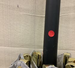 Open Box: Premium 9' Round Outdoor Umbrella w/ Rustproof Aluminum Tilt Frame - Sunbrella® Rain Heather Gray, Black