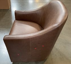 Open Box: Tillman Leather Swivel Chair without Nailheads - Gravel Chocolate