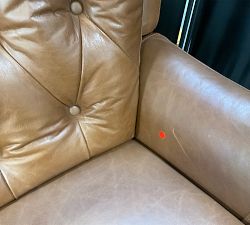 Open Box: Wells Tufted Leather Swivel Recliner - Vintage Caramel, Bronze Base