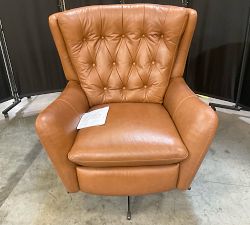 Open Box: Wells Tufted Leather Swivel Recliner - Vintage Caramel, Bronze Base